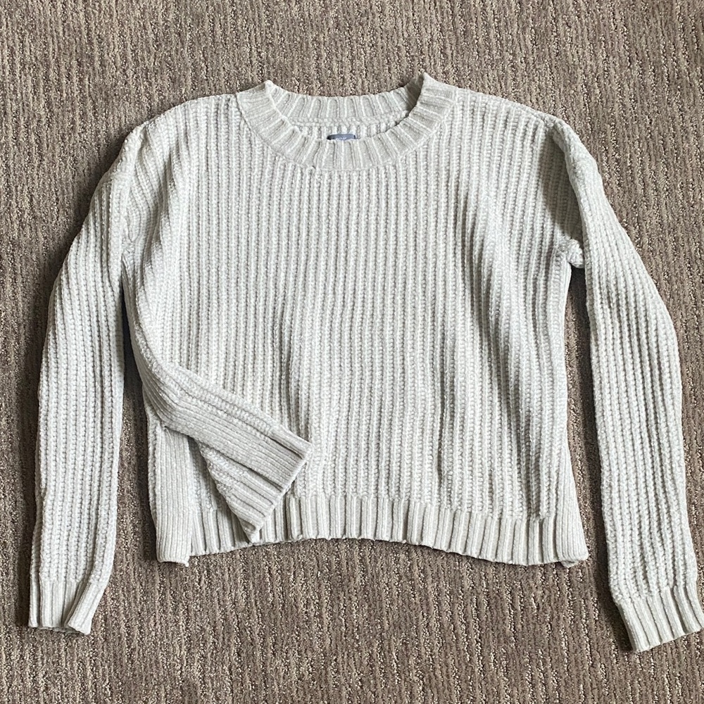 Luxuriously Soft Aerie Ivory Knit Crew Neck Pullover Sweater